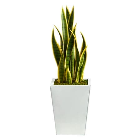 Nearly Natural 31" Sansevieria Artificial Plant in Black Metal Planter