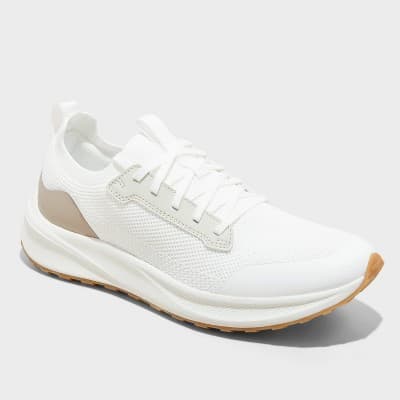 Men's Lee Knit Sneakers with Memory Foam Insole - Goodfellow & Co™ White 10.5: Cushioned Footbed, Mesh Upper