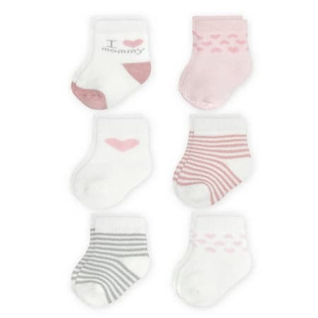Carter's Child of Mine Baby Girl Crew Socks, 6 Pack, Newborn