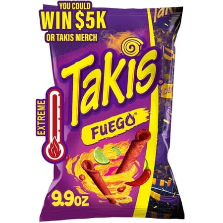 Takis Fuego 9.9 oz Sharing Size Bag, Hot Chili Pepper & Lime Rolled Tortilla Chips