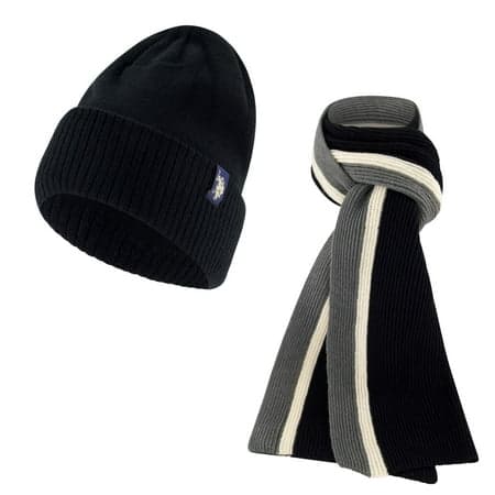 U.S. Polo Assn. Men's Beanie and Striped Scarf Set