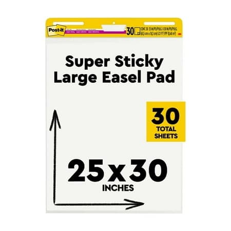 Post-it Super Sticky Easel Pad, White, 25 in. x 30 in., 1 Pad