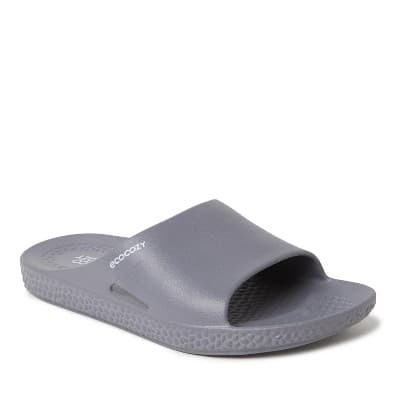 Dearfoams EcoCozy Men's Sustainable Comfort Slide Sandal - Medium Grey Size 11