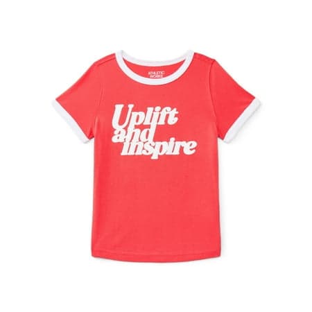 Athletic Works Girls Active Graphic Tee with Short Sleeves, Sizes 4-18 Plus