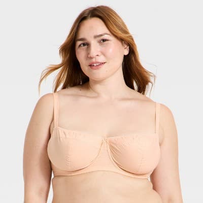 Women's Cotton Poplin Balconette Underwire Bralette - Auden™ Sand Stripe XXL