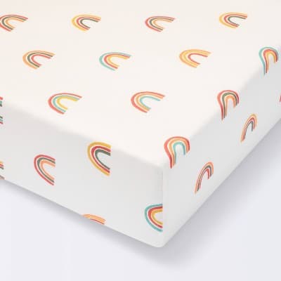Polyester Rayon Fitted Crib Sheet - Rainbows - Cloud Island™
