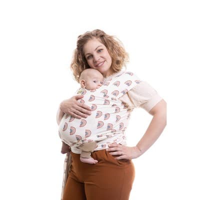 Boba Wrap Baby Carrier - Rainbows Serenity: Cotton, Spandex, Buckle-Free, Maximum Weight Capacity 35 lbs