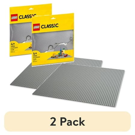 (2 pack) LEGO Classic Gray Baseplate Square 48x48 Stud Foundation to Build, Play, and Display Brick Creations, Great for City Streets, Castle, and Mountain Scenes, 11024