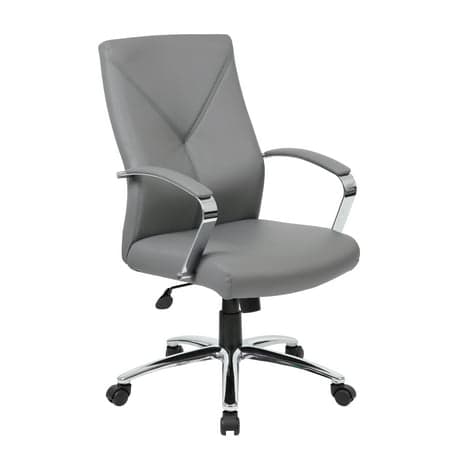 Boss Office Products LeatherPlus Home Office Adjustable Executive Chair with Casters, Grey