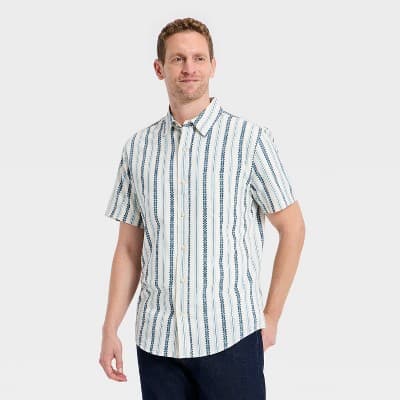 Men's Short Sleeve Button-Down Collar Shirt - Goodfellow & Co™ Cream S