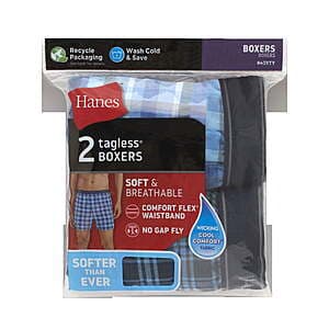 Comfortable Hanes Men's Tagless Boxers at a Steal