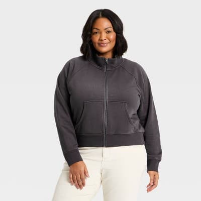 Women's Full Zip Fleece Sweatshirt - Universal Thread™ Charcoal Gray XXL