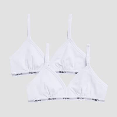 Hanes Originals Girls' Cotton Triangle Bra - White S