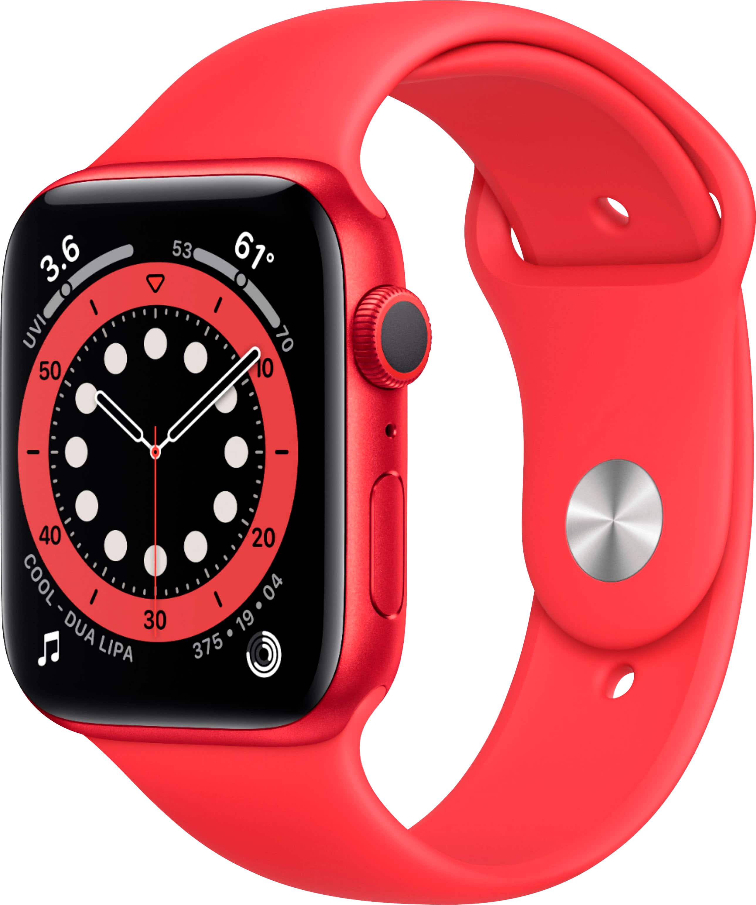 Apple Geek Squad Certified Refurbished Watch Series 6 (GPS) 44mm Aluminum Case with Red Sport Band - (PRODUCT)RED - (2020)