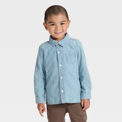 OshKosh B'gosh Toddler Boys' Long Sleeve Chambray Woven Shirt - 18M