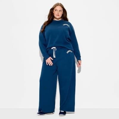 Women's Unwell Wide Leg Graphic Sweatpants - Blue 3X
