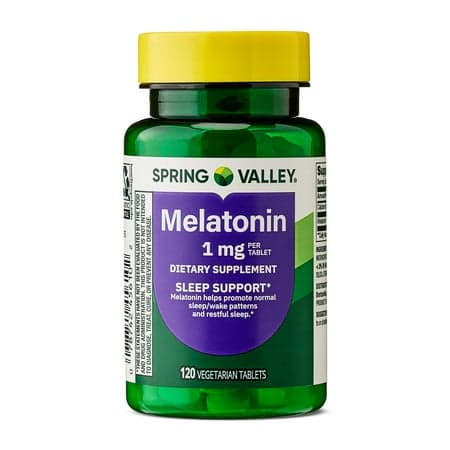 Spring Valley Melatonin Tablets Sleep Support Dietary Supplement, 1 mg, 120 Count