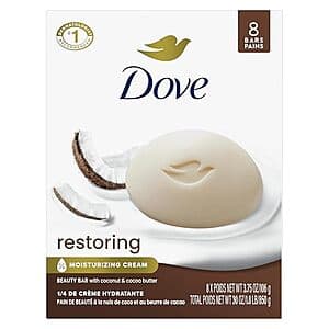 3-Pack Dove Restoring Coconut & Cocoa Butter Beauty Bars for $24.05 or Less