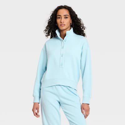 Women's Button-Front Sweatshirt - Universal Thread™ Blue M