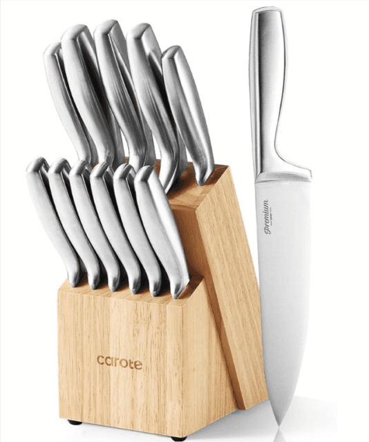 Razor-Sharp Kitchen Knife Set with Wooden Block