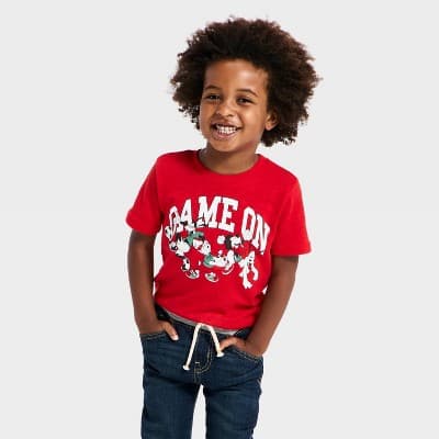 Toddler Boys' Mickey Mouse & Friends 'Game On' Short Sleeve Graphic T-Shirt - Red 3T