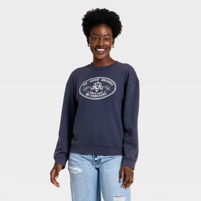 Women's Western Graphic Pullover Sweatshirt - Universal Thread™ Navy Blue M