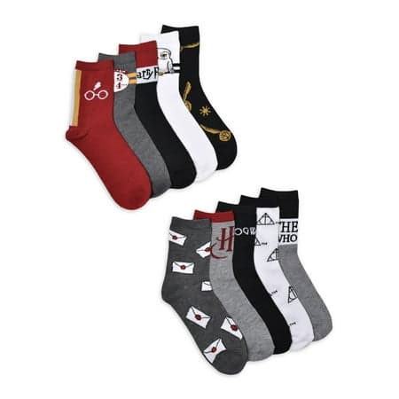 Harry Potter Wome's Graphic Crew Socks, 10-Pack, Shoe Sizes 4-10