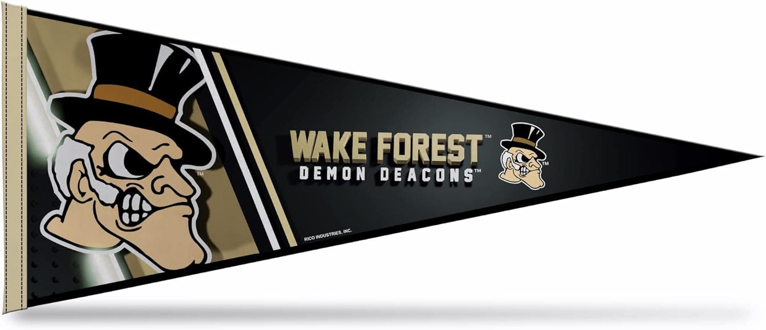 Rico Industries NCAA Wake Forest Demon Deacons Primary 12" x 30" Felt Wall Décor Pennant - Great for Home/Bed Room/Man Cave Décor