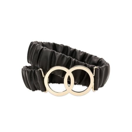 Madden NYC Women's Ruched PU Stretch Belt, Black