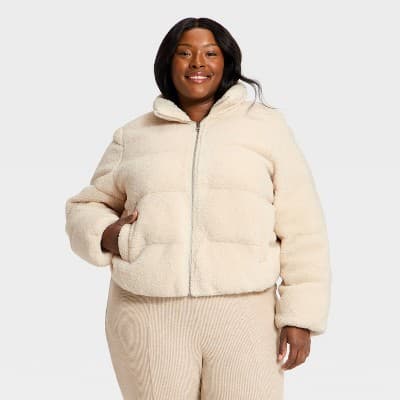 Women's Puffer Jacket - Universal Thread™ Cream XXL