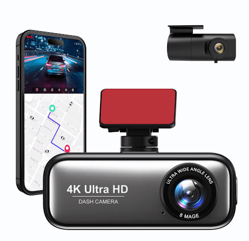 4K Dash Cam with 2-Channel Recording