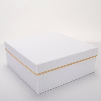 Bows And Sparkles 10"x10"x4" Foil Trim Gift Box White/Gold