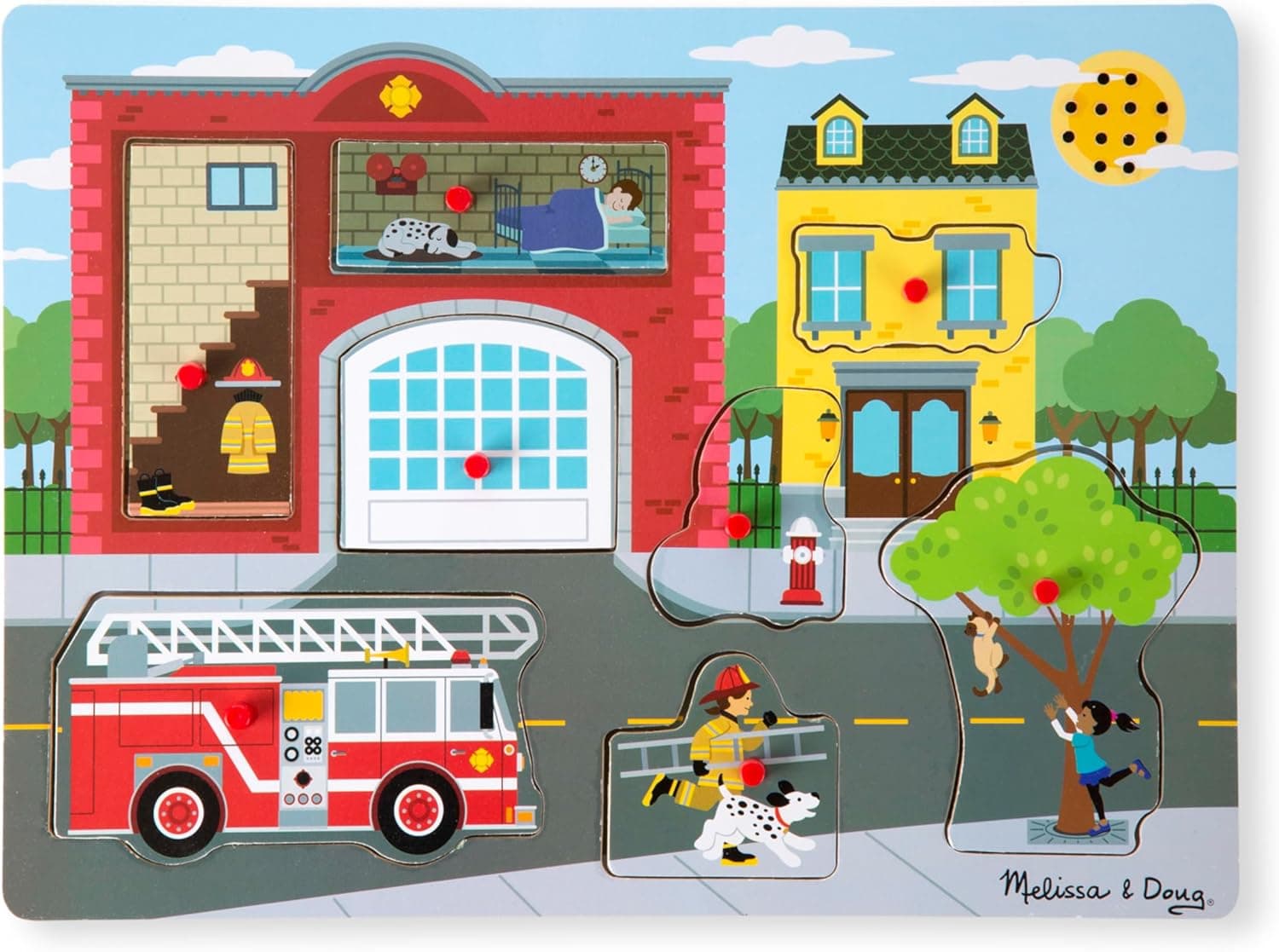 Melissa & Doug Fire Station Puzzle - 8 Wooden Pieces