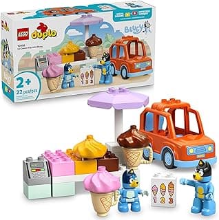 LEGO DUPLO Bluey Ice Cream Trip with Bluey - Toddler Toy for Kids, Boys, and Girls Ages 2+ - Includes Figure and Ice Cream Stand - Sensory Toy for Pretend Play - Preschool Gift Idea - 10458