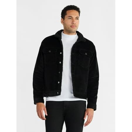 George Men's and Big Men's High Pile Denim Trucker Jacket, Size S-3XL