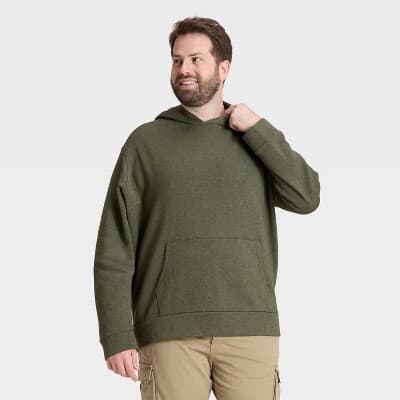 Men's Big & Tall Every Wear Fleece Hooded Sweatshirt - Goodfellow & Co™ Olive Green 4XL