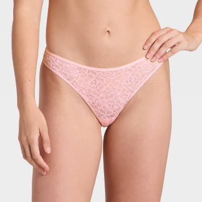 Women's Rose Lace Cheeky Underwear - Auden™ Light Pink L