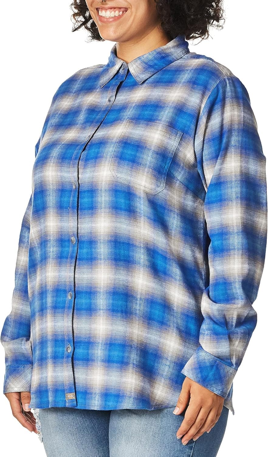Stylish Dickies Flannel Shirt - Ombre Blue Grey