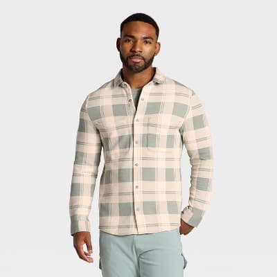 Men's Shirt Jacket - All In Motion™ Green Plaid M