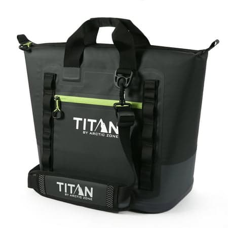 Titan by Arctic Zone 30 Can, 20 Quart Welded Insulated Cooler Tote with Waterproof Exterior, Black