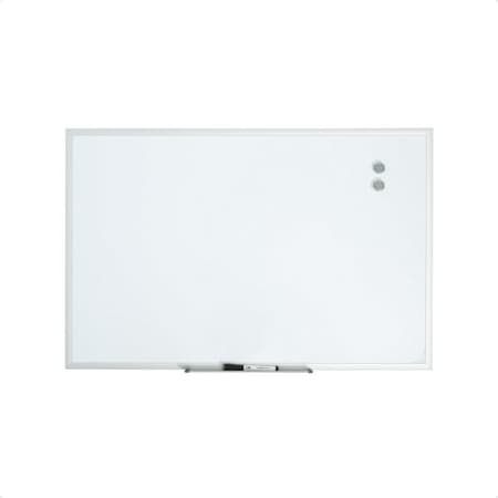 U Brands 35 x 23 in. Magnetic Dry Erase Whiteboard with Silver Metal Frame, Includes 2 Magnets, Marker, and Tray
