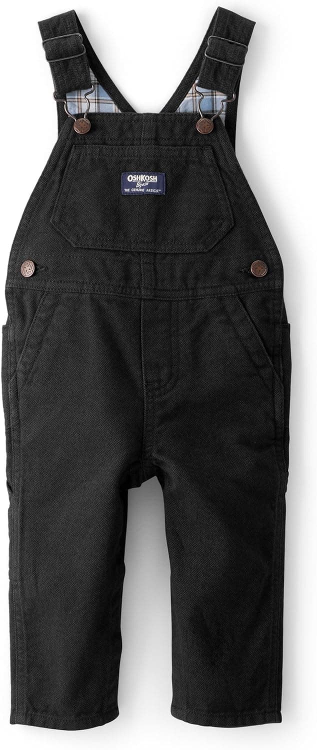 Oshkosh Boys Durable Overalls in Black Herringbone, 18M