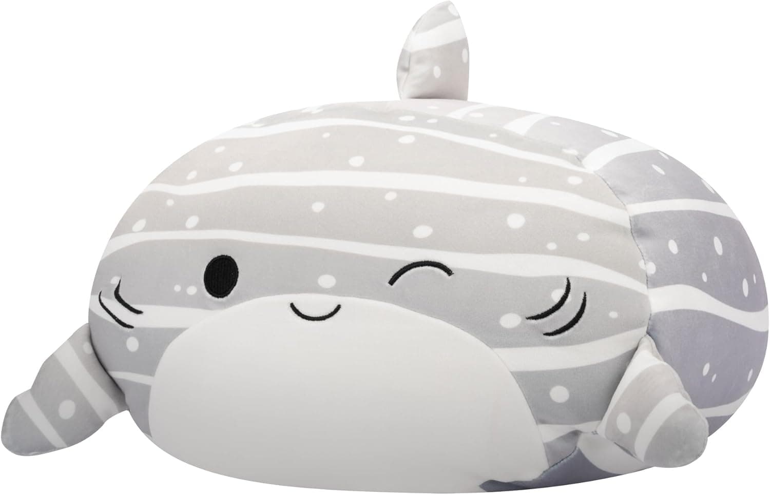 Snuggle up with the Squishmallows Sachie Grey Striped Shark