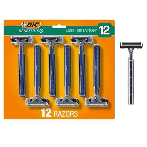 12-Count BIC Sensitive 3 Disposable Razors w/ 3 Blades Walmart