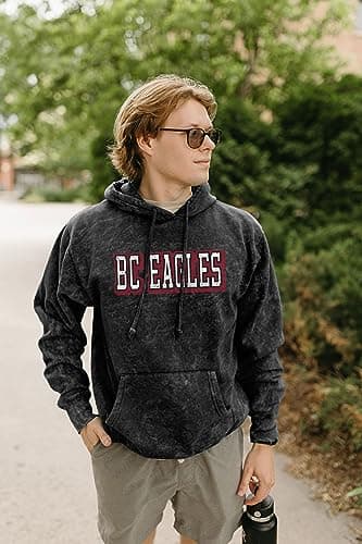 Boston College Eagles NCAA Officially Licensed Mineral Wash Hooded Sweatshirt Prominent Vintage, Medium