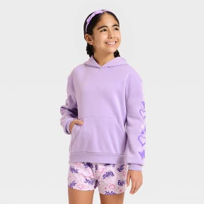 Girls' Bratz Hoodie Front and Back Graphic Pullover Sweatshirt - Purple XXL