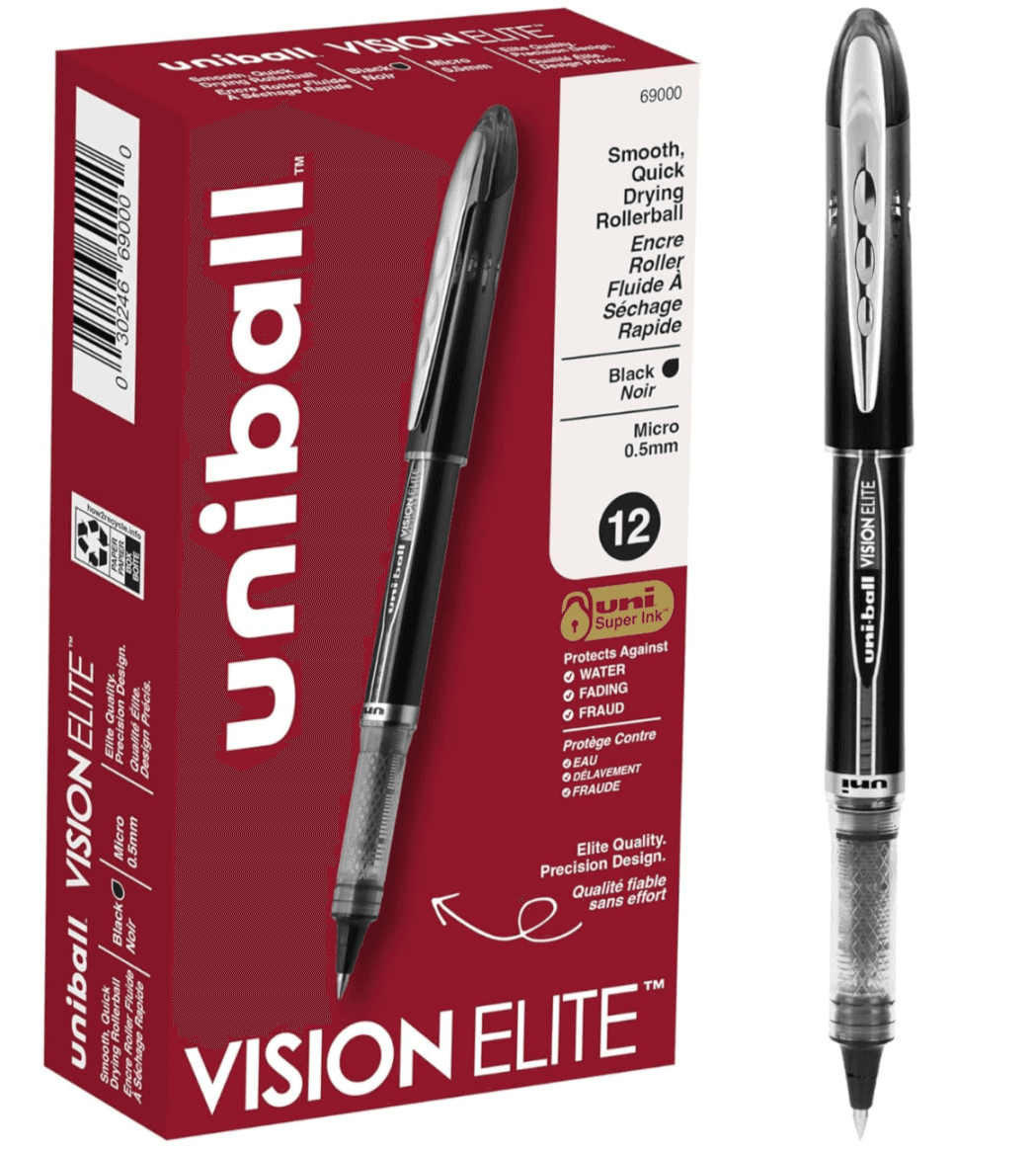 12-Pack Uniball Vision Elite Micro Tip 0.5mm Fine Point Rollerball Pens Amazon