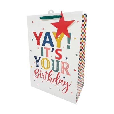 Bows And Sparkles Jumbo 'YAY It's Your Birthday' Gift Bag with Tag Colorful