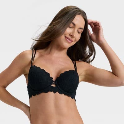 Women's Lace Lightly Lined Demi Bra - Auden™ Black 36A