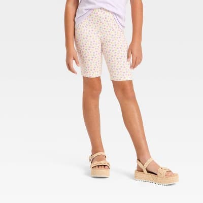 Girls' Floral Bike Shorts - Cat & Jack™ Almond S